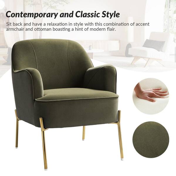 JAYDEN CREATION Nora Modern Moss Velvet Accent Arm Chair Set of 2