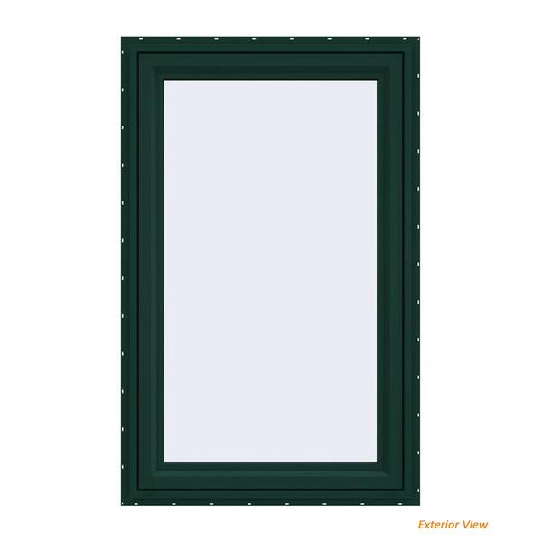 JELD-WEN 29.5 in. x 47.5 in. V-4500 Series Green Painted Vinyl Left-Handed Casement Window with Fiberglass Mesh Screen