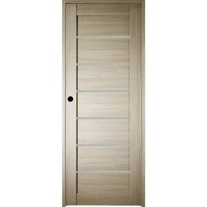 24 in. x 96 in. Alba Right-Hand Solid Core 7-Lite Frosted Glass Shambor Wood Composite Single Prehung Interior Door