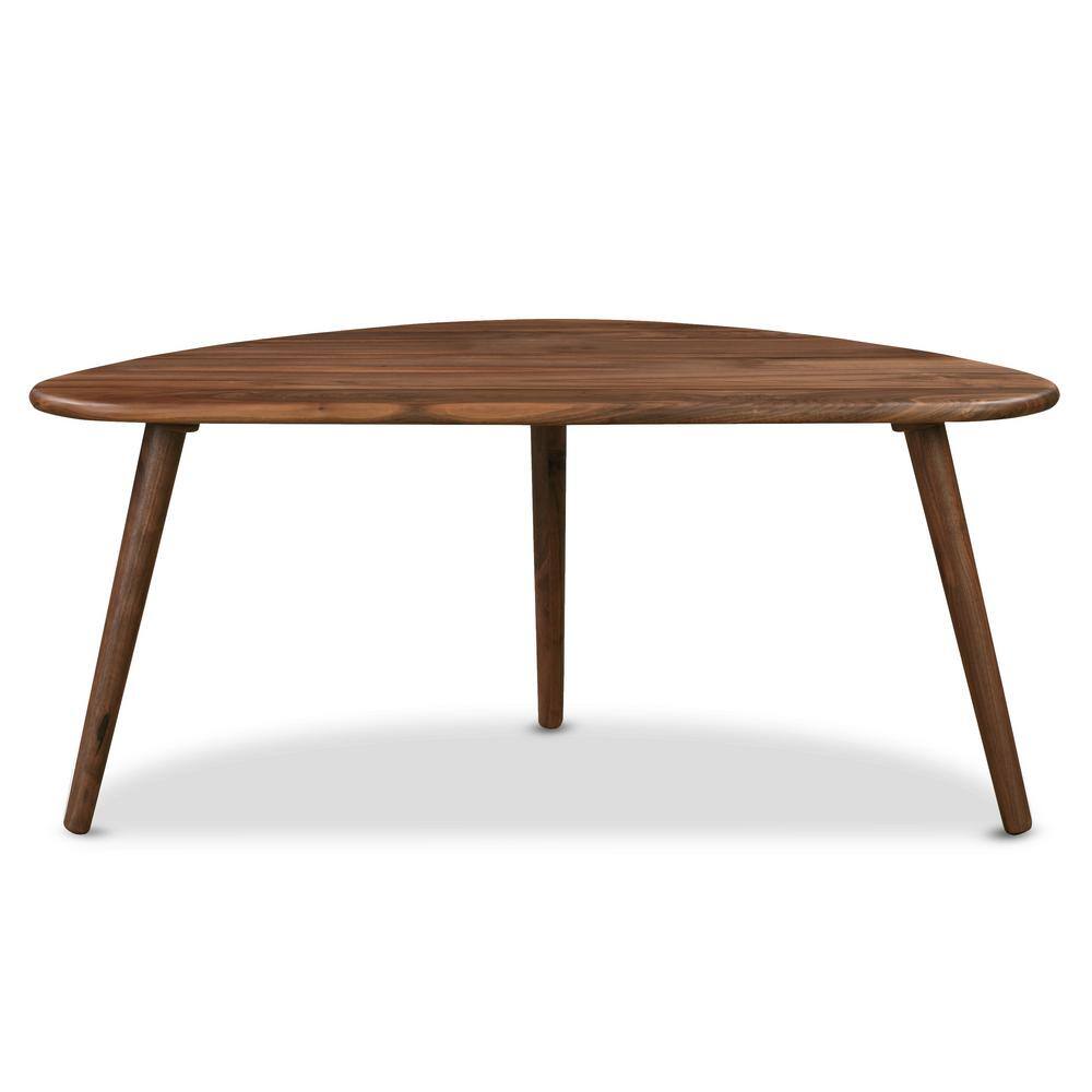 Mid-Century Modern Oval Walnut Wood Coffee Table, 38.5"