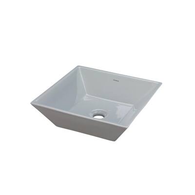 Square Ceramic Vessel Sink in Cool Gray without Overflow