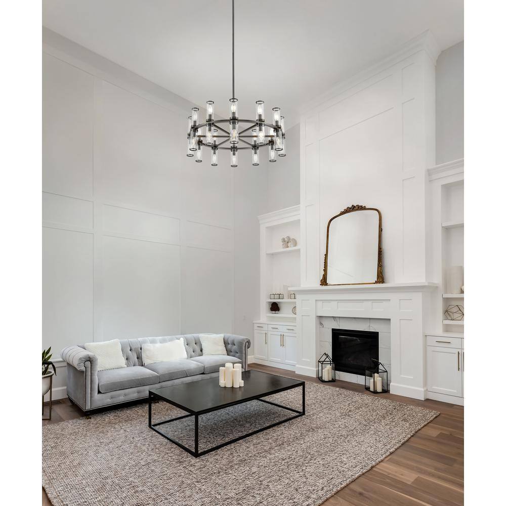 Revolve Urban Bronze 24-Light Crystal Wagon Wheel Chandelier