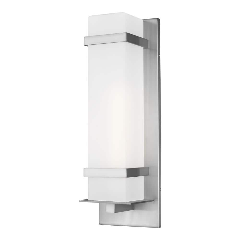 Generation Lighting Alban 1-Light Satin Aluminum Outdoor Wall Lantern Sconce