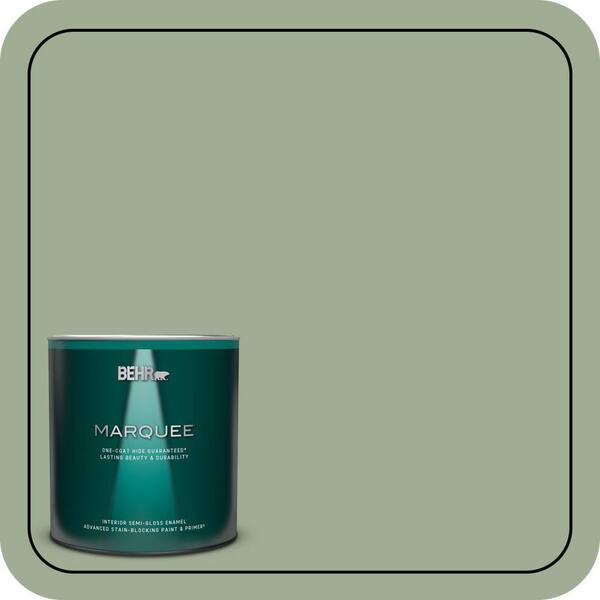 BEHR MARQUEE 1 qt. #S390-4 Roof Top Garden One-Coat Hide Semi-Gloss Enamel Interior Paint & Primer