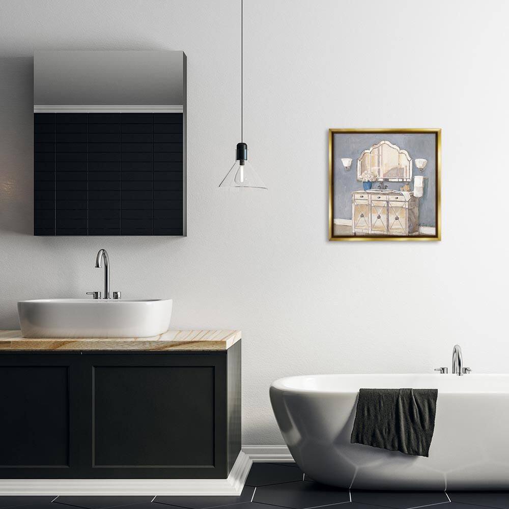 Traditional Bathroom Sink & Mirror by Charlene Olson Gold Floater Frame Coastal Graphic Art Print 18 in. x 18 in. price history on PriceWatchPro