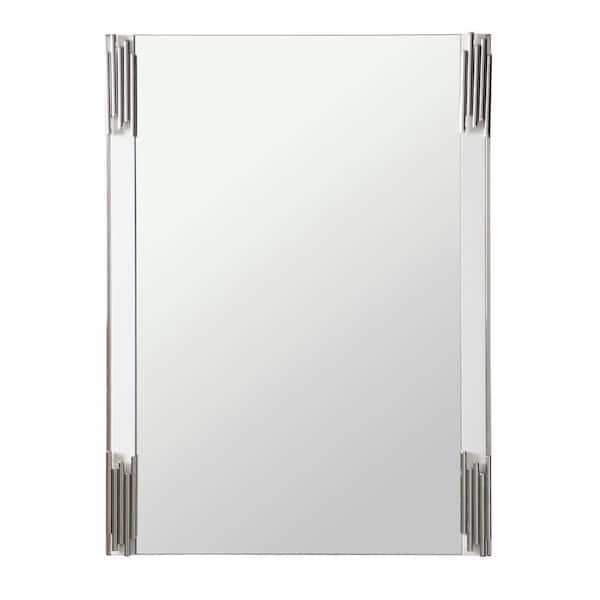 Token White 32 in. W x 43 in. H Modern Rectangle Stainless Steel Framed Mirror