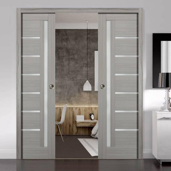 SARTODOORS Closet Sliding Doors 60 x 96, Gray