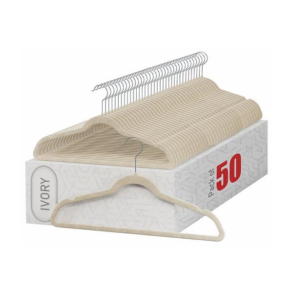 Home-it Ivory Velvet Hangers 50-Pack