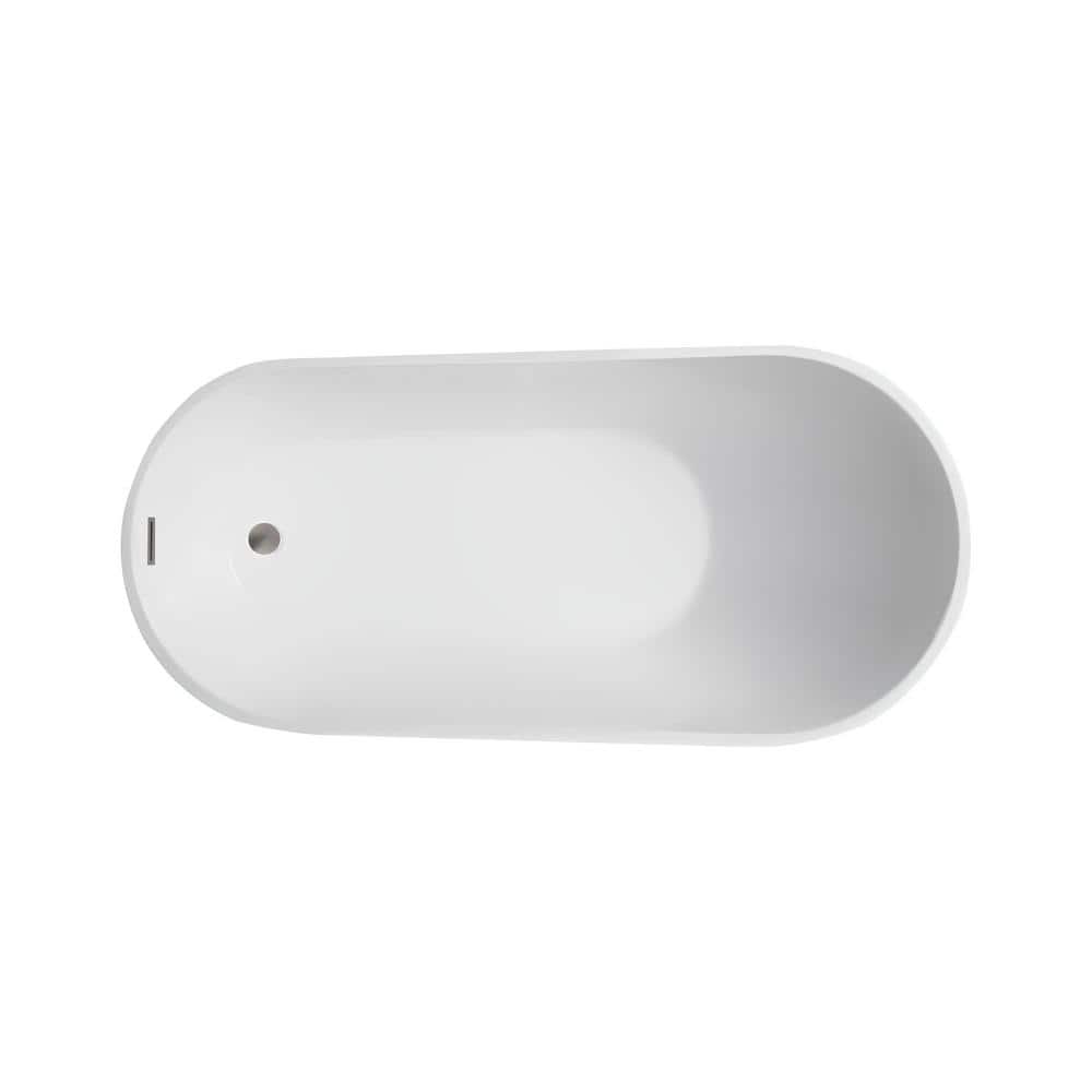 55" White Acrylic Freestanding Soaking Bathtub