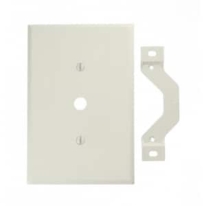 1-Gang Jumbo Size One 0.406 in. Dia Phone/Cable Opening Plastic Strap Mount Wall Plate in White