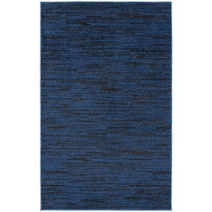 Essentials 3 ft. x 5 ft. Midnight Blue Solid Contemporary Indoor/Outdoor Patio Kitchen Area Rug