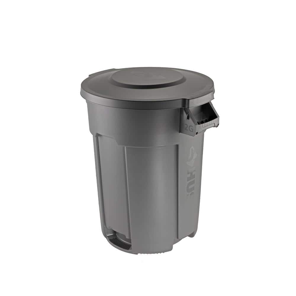 Husky 32 gal. Grey Heavy Duty Commercial Outdoor Trash Can with