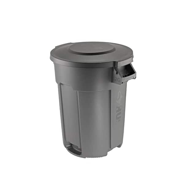 32 Gal. Grey Outdoor Vented Trash Can with Domed Lid