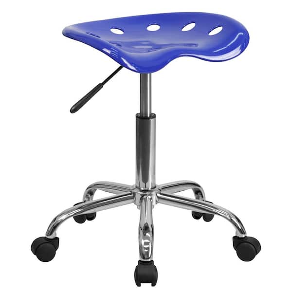 Flash Furniture Vibrant Nautical Blue Tractor Seat and Chrome Stool