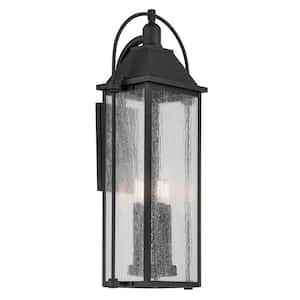 Harbor Row 4-Light Textured Black Outdoor Hardwired Wall Lantern Sconce with No Bulbs Included (1-Pack)