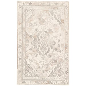 Katya Hand-Tufted White/Gray 8 ft. x 10 ft. Floral Area Rug