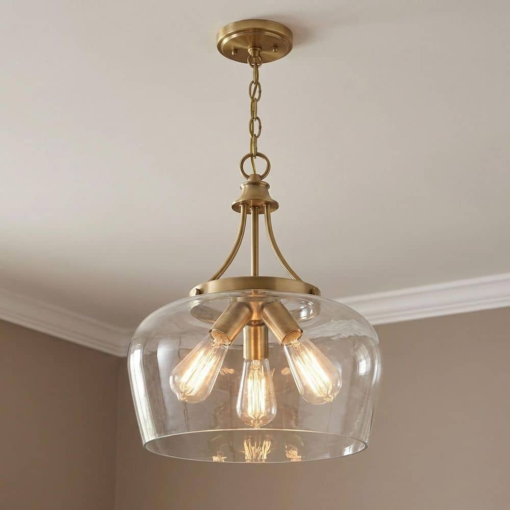 Savoy House Octave 15 in. W x 18 in. H 3-Light Warm Brass Shaded