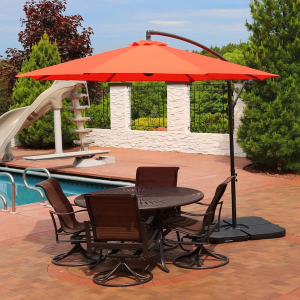 10 ft. Steel Offset Cantilever Patio Umbrella in Burnt Orange