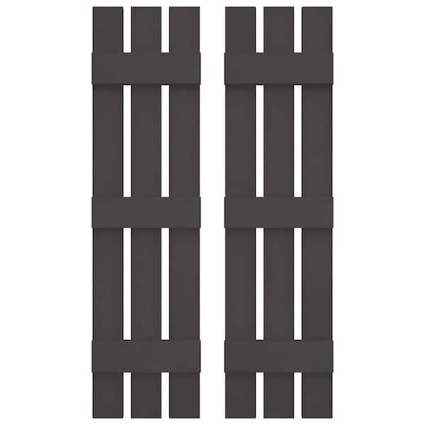 12 in. W x 71 in. H Vinyl Exterior Spaced Board and Batten Shutters Pair in Tuxedo Grey