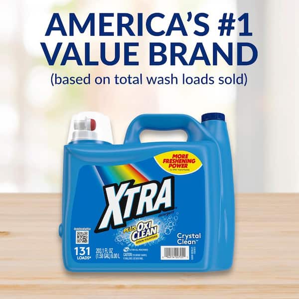 Xtra 203.1 oz. Crystal Clean Plus OxiClean Dual He Liquid Laundry Detergent, 131 Loads (2-Pack)
