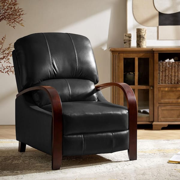 ARTFUL LIVING DESIGN Ernesto Black Genuine Leather with The Wooden