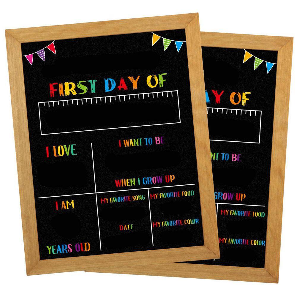 1-Pack 10"x12" Double Sided Back to School Chalkboard Sign Reusable Erasable First Day of School Photo Prop for Kids