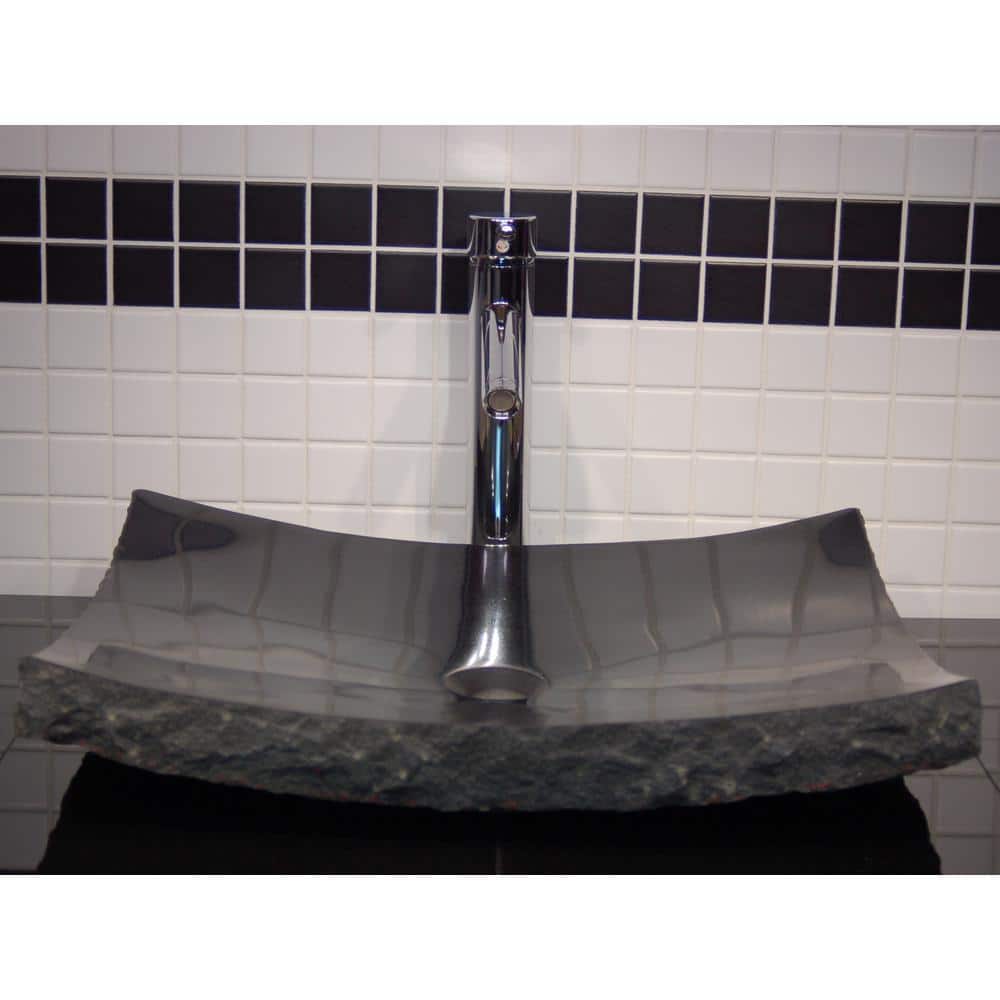 Large Black Granite Zen Rectangular Vessel Bathroom Sink