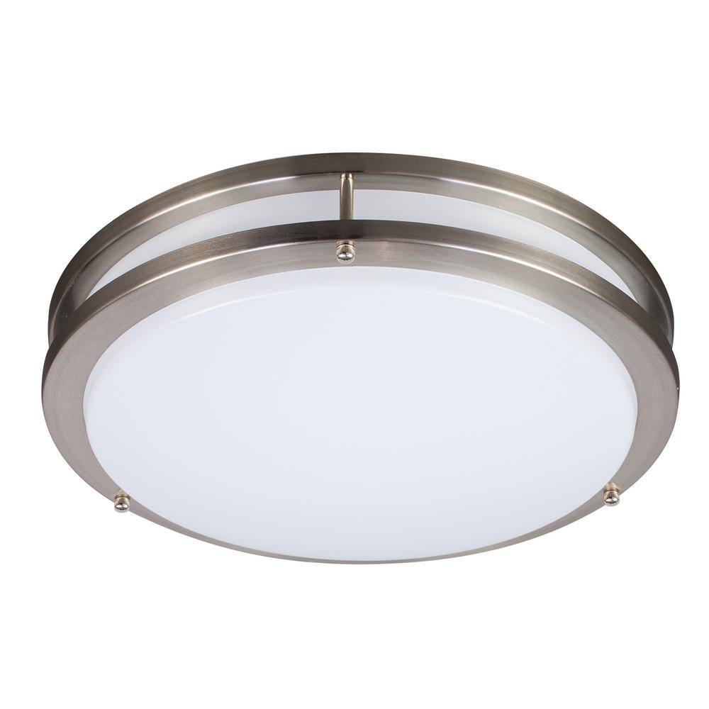 ENERGETIC LIGHTING 14 in. 3-Watt Brushed Nickle Round Double Ring ...