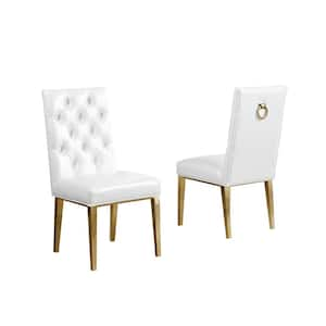 White leather chair with best sale gold legs