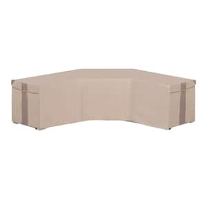 100 in. L x 33.5 in. W x 31 in. H Beige V-Shaped Monterey Outdoor Patio Sectional Lounge Set Cover