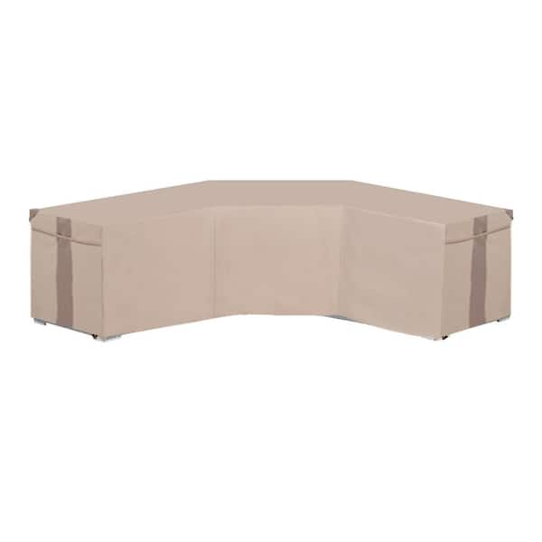 MODERN LEISURE 100 in. L x 33.5 in. W x 31 in. H Beige V-Shaped Monterey Outdoor Patio Sectional Lounge Set Cover
