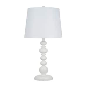 23 in. Glossy White Farmhouse Table Lamp and LED Bulb