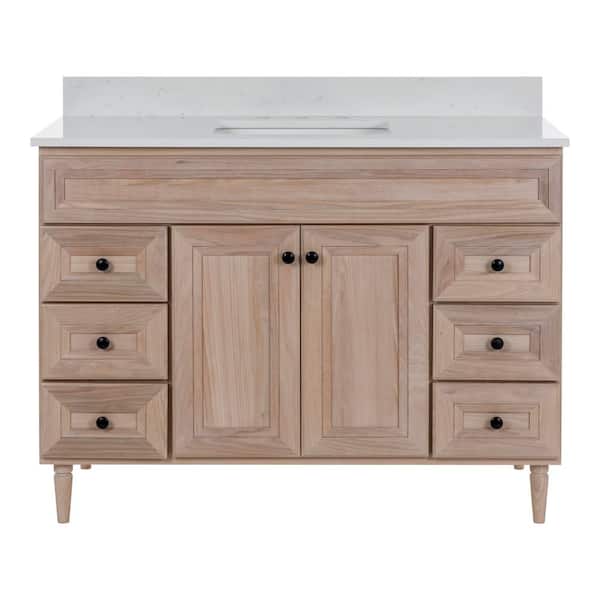 Ryansbrook 49 in. Single Sink Champagne Brown Freestanding Bath Vanity with Mineral White Quartz Top Assembled