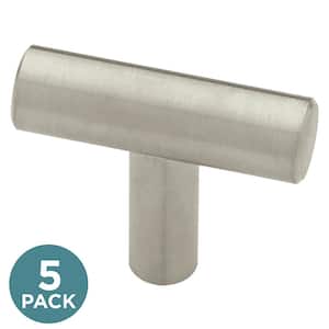 Steel Bar 1-5/8 in. (41 mm) Modern Cabinet T-Knobs in Stainless Steel (12-Pack)