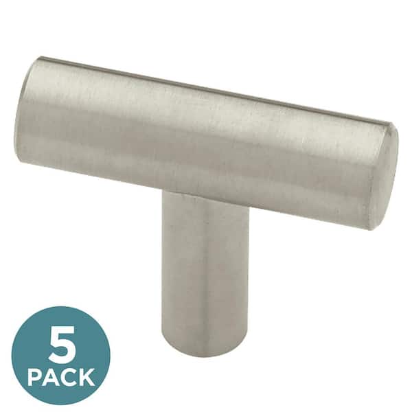Liberty (12-Pack) Steel Bar 1-5/8 in. (41 mm) Modern Stainless Steel T-Shaped Bar Cabinet Knobs