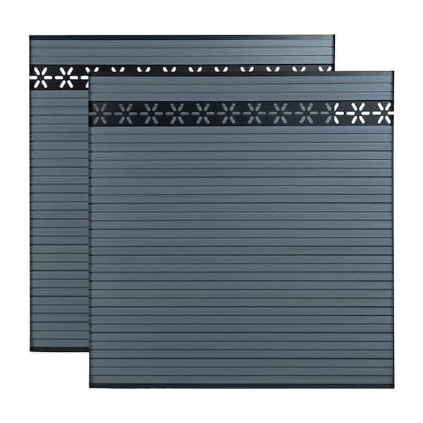 Durable Outdoor 5.9 ft. H x 5.9 ft. W Grey Yard Composite Fence Panels Carved Hollow Privacy Panel (2 Sets)