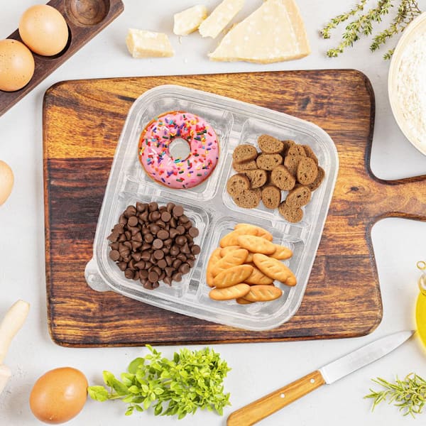 Anqtovp Plastic 4-Compartment Meal Prep Lunch Containers with Lids