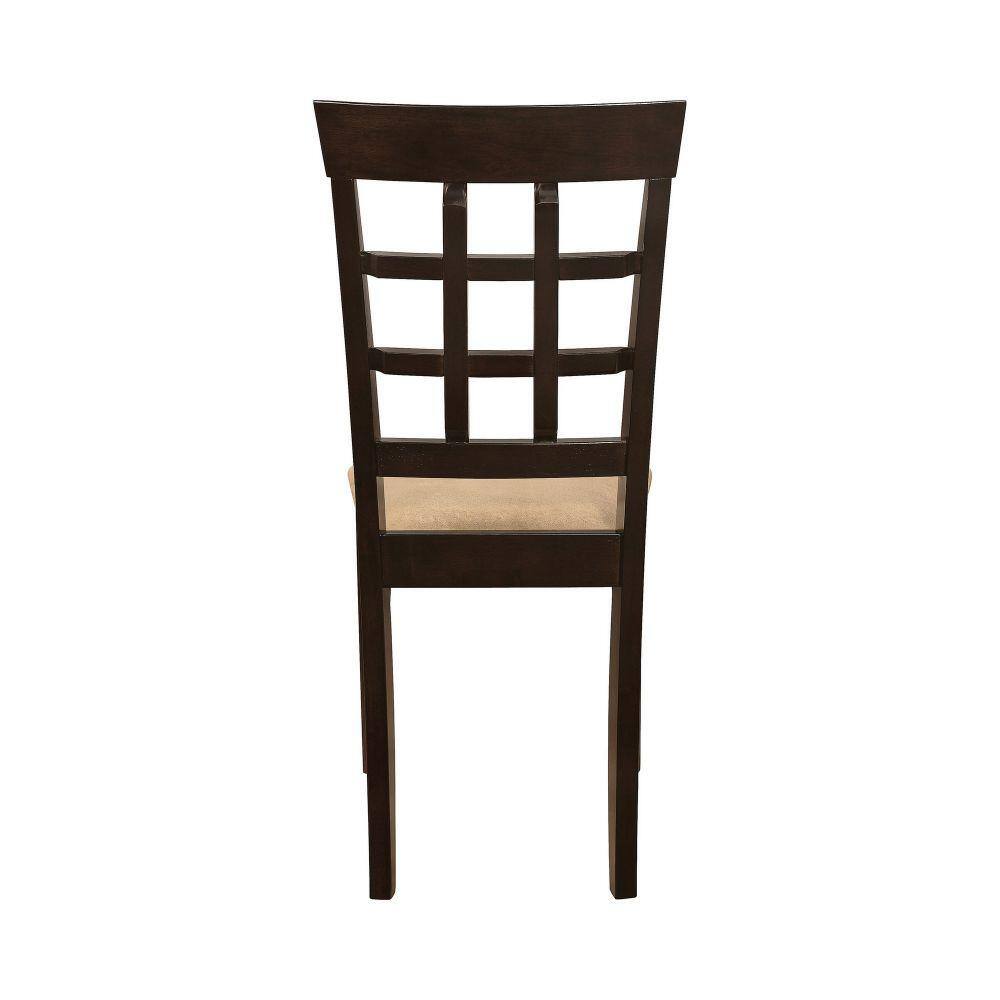 Tan Microfiber Upholstered Lattice Back Side Chair Set