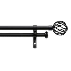 Ogee 36 in. - 72 in. Adjustable 1 in. Double Curtain Rod Kit in Matte Black with Finial
