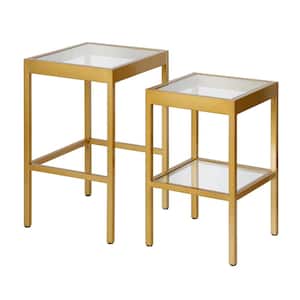 Alexis 24 in. Brass Nested Side Tables