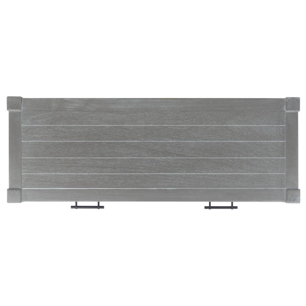 Elegant Whitewashed Grey 40" Metal & Wood Console Table with Storage