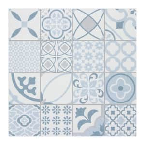 Patterned Blue 9 in. x 9 in. Peel and Stick Backsplash Square Mosaic Wall Tile (20-Tiles, 11.4 sq. ft.)