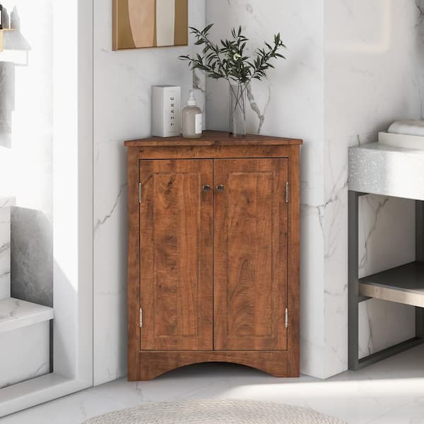17.2 in. W x 17.2 in. D x 31.5 in. H Brown Linen Cabinet with Adjustable Shelves
