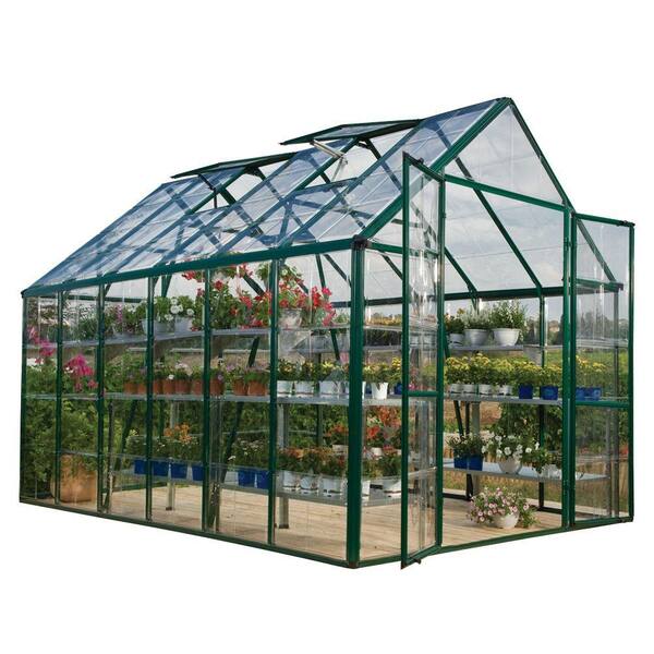 Palram Snap and Grow 8 ft. x 12 ft. Green Polycarbonate Greenhouse