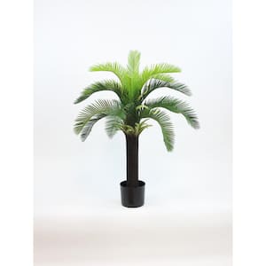 52 in. Green Artificial Cycas Palm Tree in Black Drop in Pot