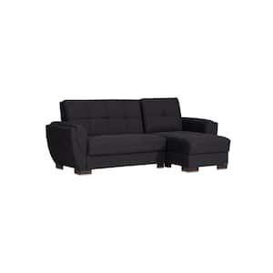Basics Air Collection Dark Blue Convertible L-Shaped Sofa Bed Sectional With Reversible Chaise 3-Seater With Storage