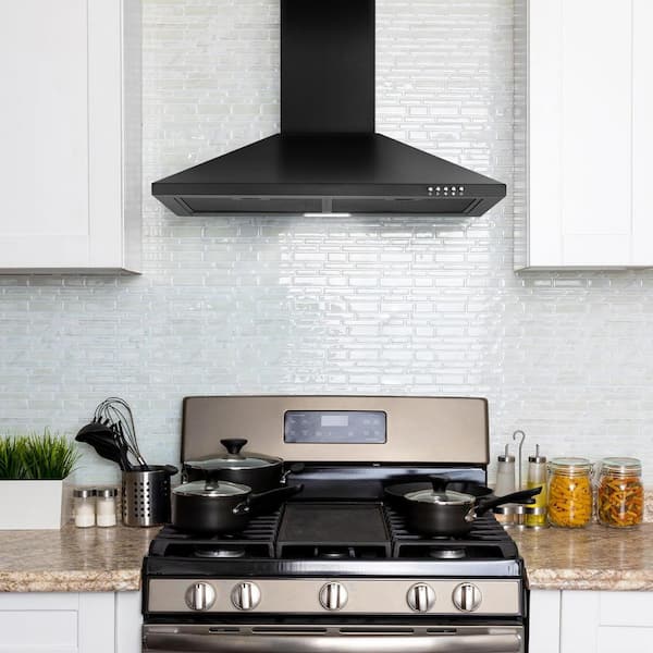 30 in. 450 CFM Ducted Stainless Steel Insert Range Hood with LED Lights and Removable Aluminum Filters, Black