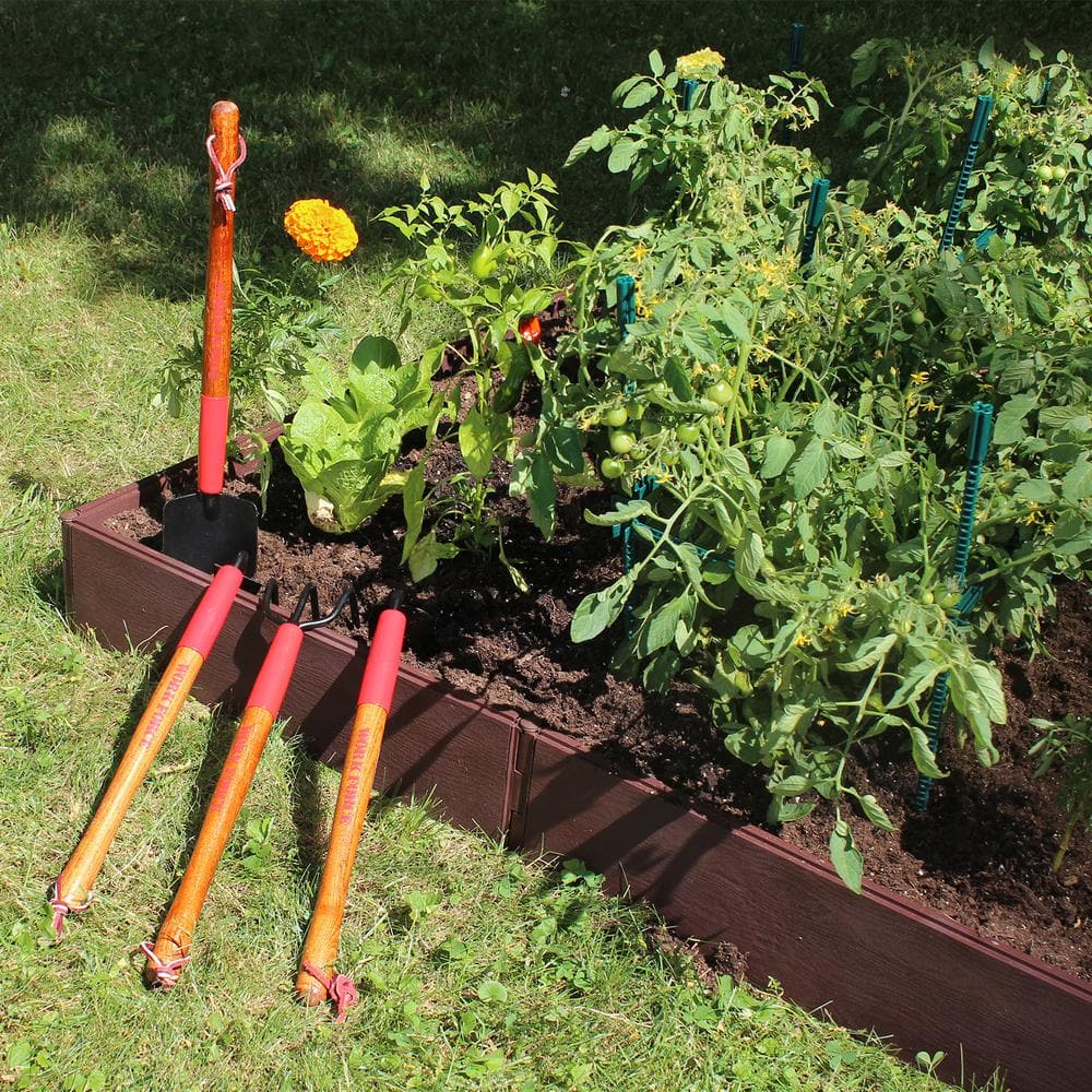 Brown Polyethylene Modular Raised Garden Bed Kit, 4' x 4'