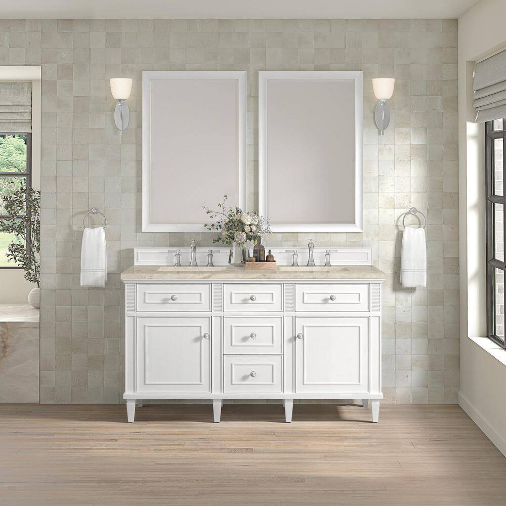 Lorelai 60.0 in. Double Bath Vanity in Bright White with Tajnar Wireless Charging Engineered Composite Top price history on PriceWatchPro