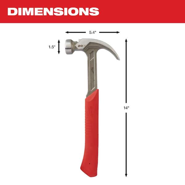 Milwaukee 20 oz. Curved Claw Smooth Face Hammer 48-22-9080 - The 
